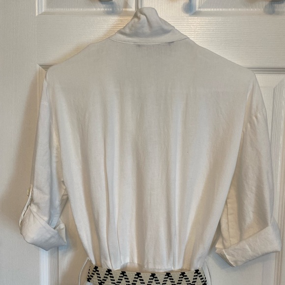 ZARA White Linen blend belted pantsuit jumpsuit romper Size XS - Picture 9 of 11